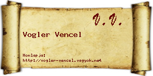 Vogler Vencel névjegykártya